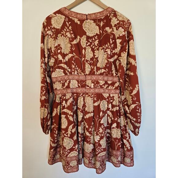 Antonio Melani Norma Jean Brick Red & Beige Floral Boho Dress Sz 8 NWT - Picture 2 of 4